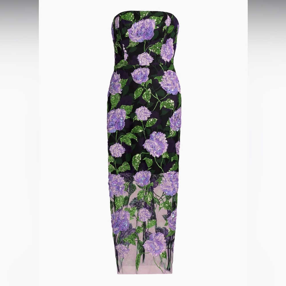 Milly Kait Sequined Floral Midi-Dress Size 6